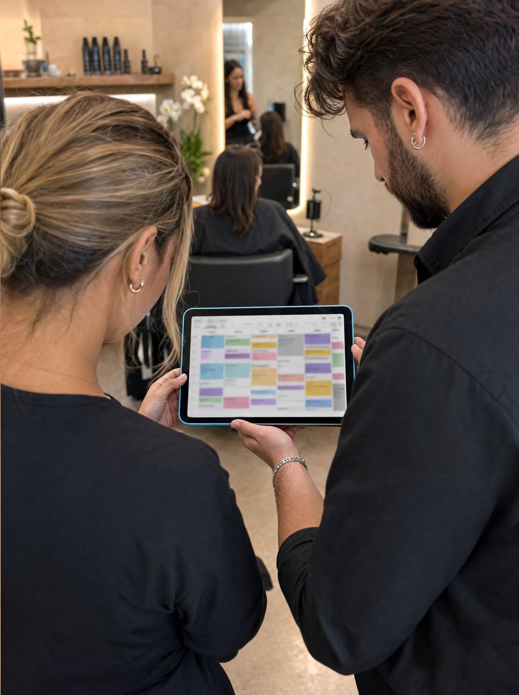 Team di un salone moderno al lavoro durante la giornata